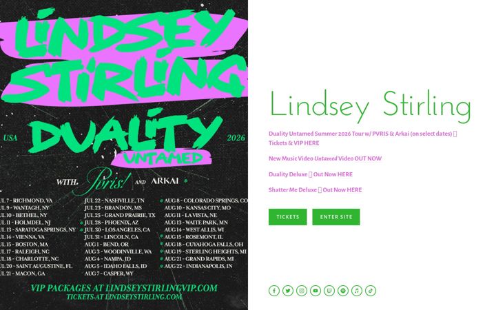 Screenshot of lindseystirling.com
