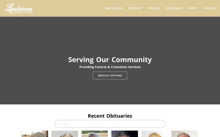 Screenshot of lindstromfuneralhomes.com
