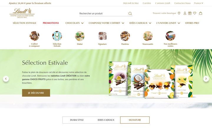 Screenshot of lindt.fr