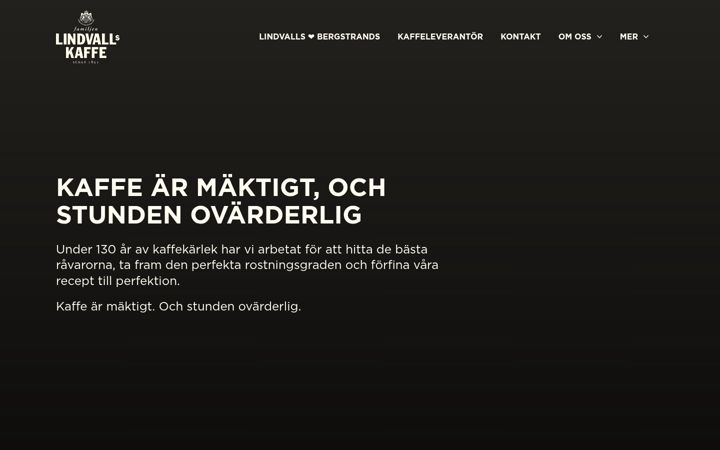 Screenshot of lindvallskaffe.se