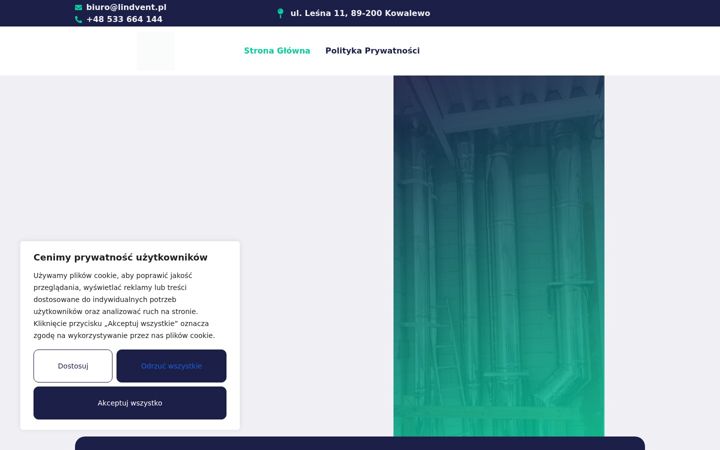 Screenshot of lindvent.com.pl