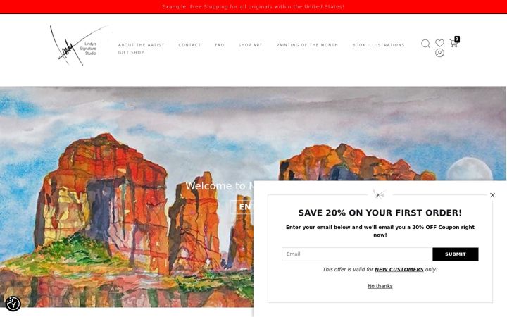Screenshot of lindysstudio.com