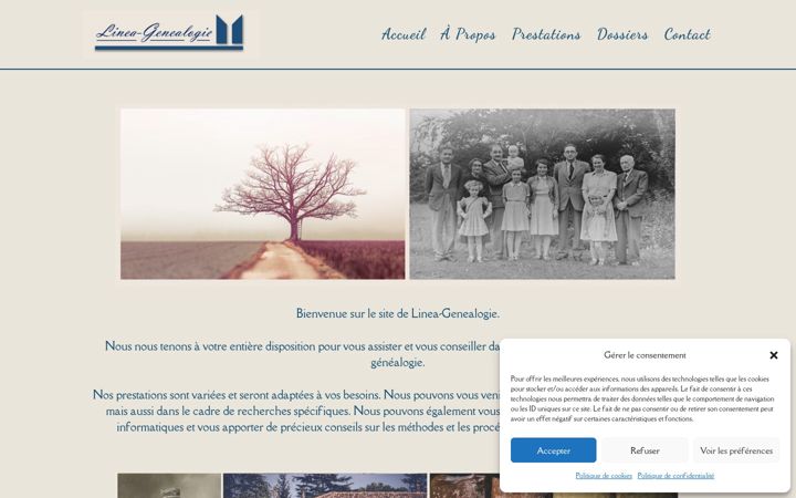 Screenshot of linea-genealogie.fr