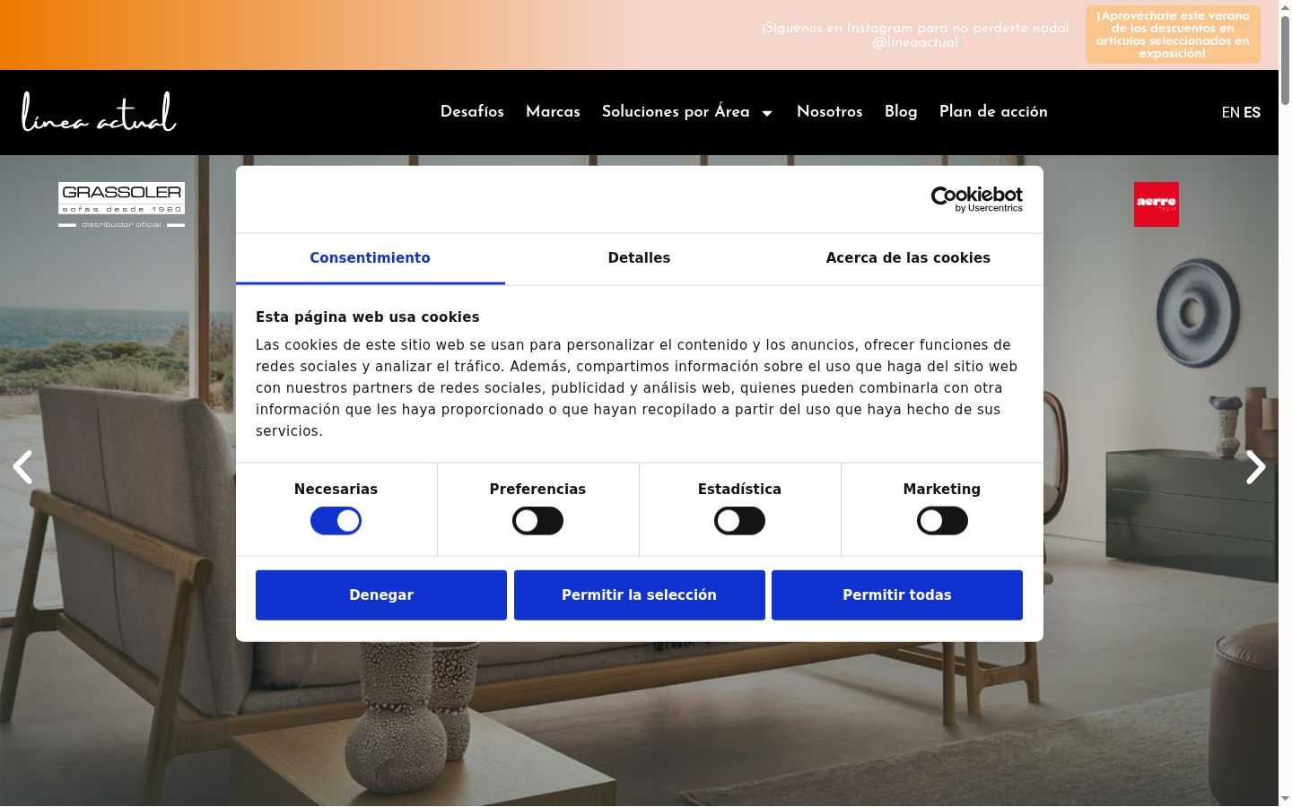 Screenshot of the consent banner shown before any interaction