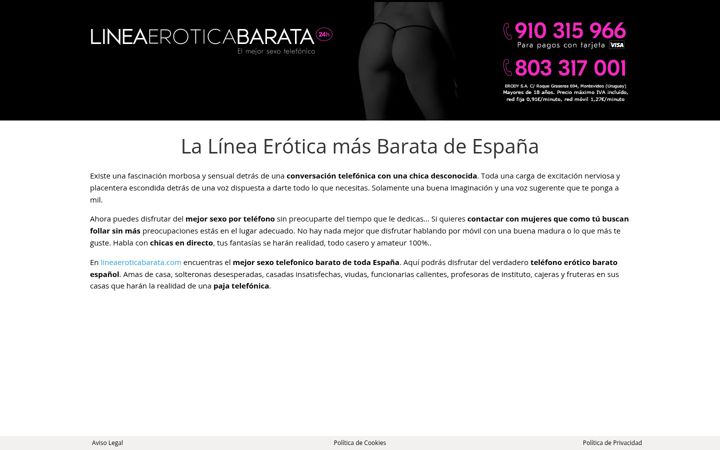 Screenshot of lineaeroticabarata.com