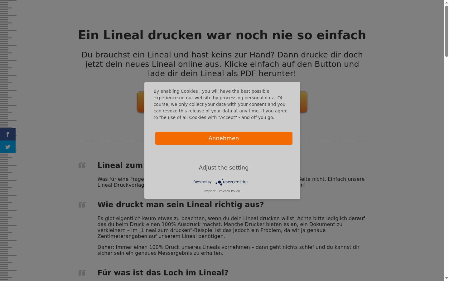 Screenshot del banner di consenso mostrato prima di qualsiasi interazione