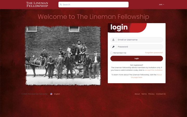 Screenshot of linemanfellowship.com