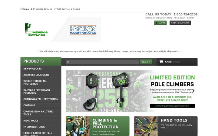 Screenshot of linemenssupply.com