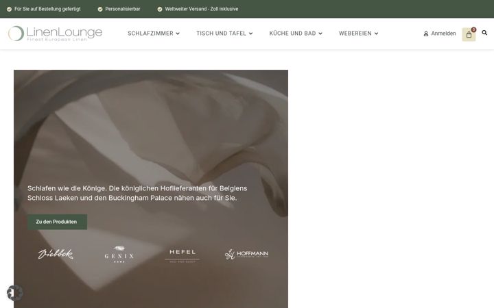 Screenshot of linen.eu