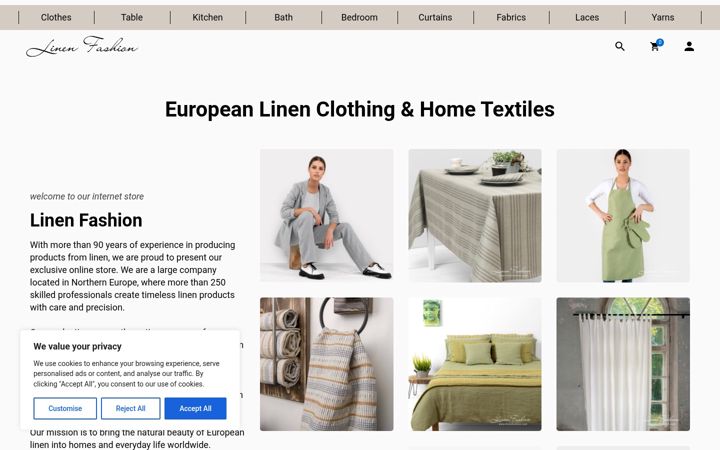 Screenshot of linenfashion.com