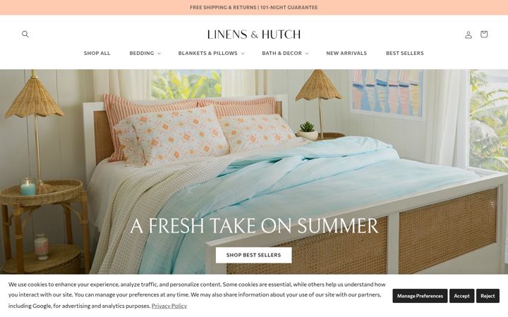 Screenshot of linensandhutch.com