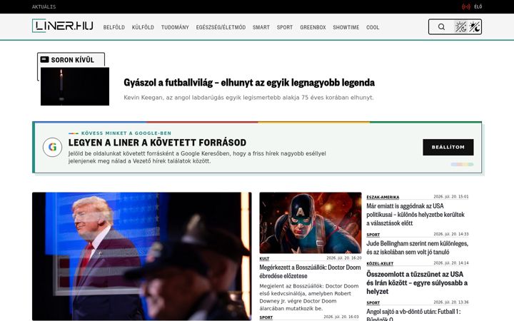 Screenshot of liner.hu