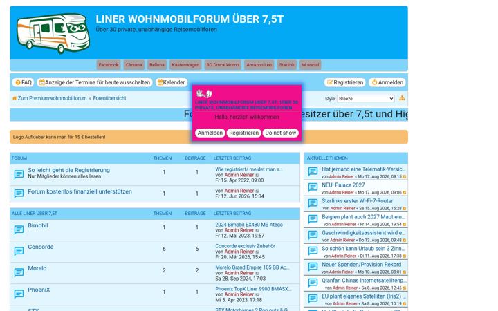 Screenshot of linerwohnmobilforum.de