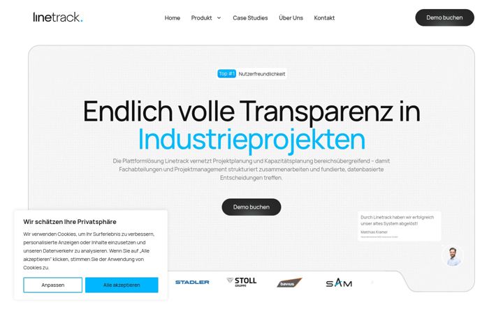 Screenshot of linetrack.de