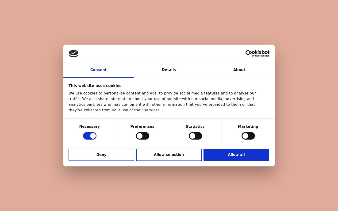 Screenshot of the consent banner shown before any interaction