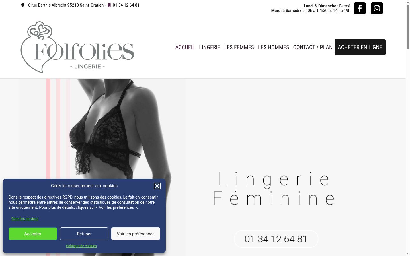 Capture d'écran de la bannière de consentement affichée avant toute interaction
