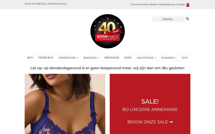 Screenshot of lingerieannemarie.nl
