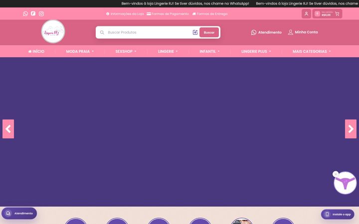 Screenshot of lingerierj.com.br