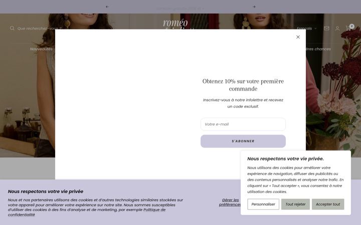 Screenshot of lingerieromeoetjuliette.com