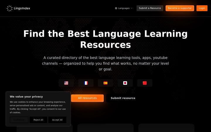 Screenshot of lingoindex.com