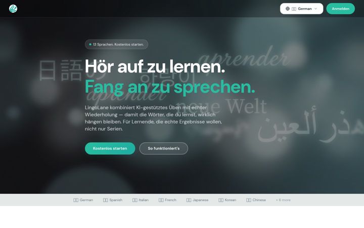 Screenshot of lingolane.net