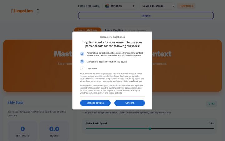 Screenshot of lingolion.in