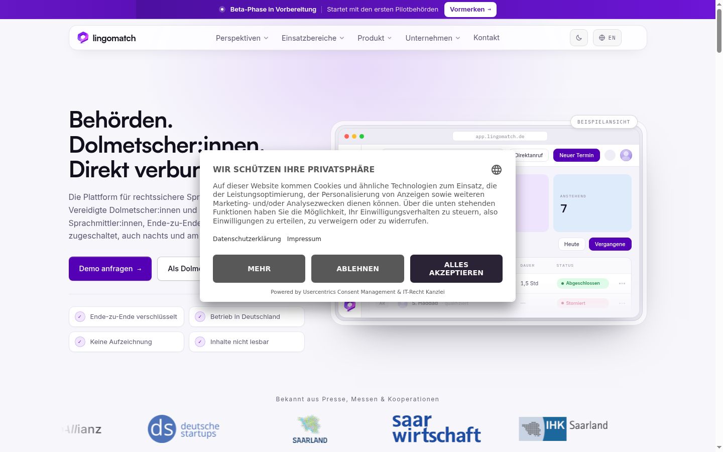 Screenshot tal-banner tal-kunsens muri qabel kwalunkwe interazzjoni