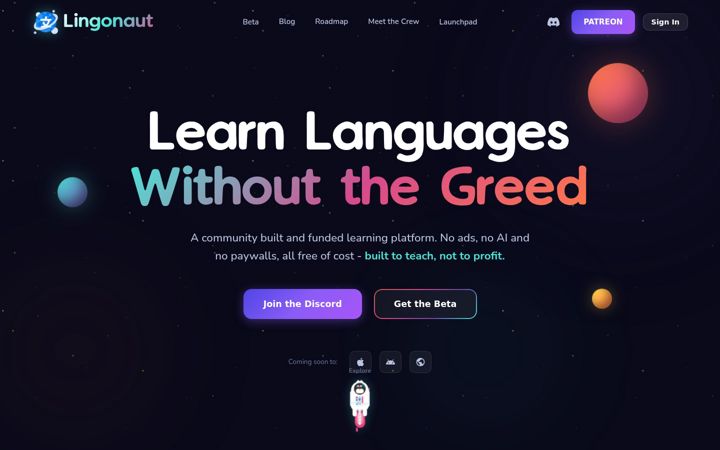 Screenshot of lingonaut.app