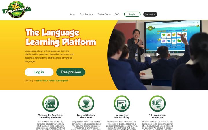 Screenshot of linguascope.com