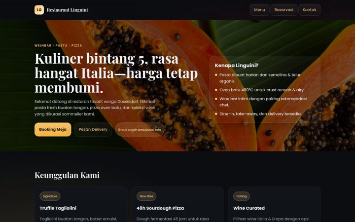 Screenshot of linguini.restaurant