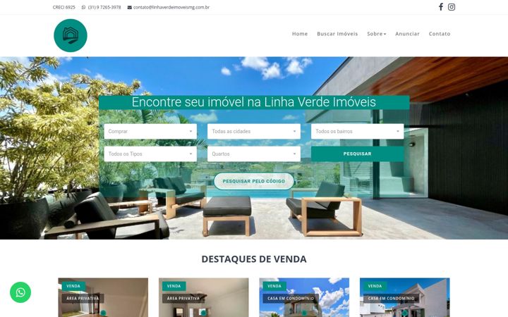 Screenshot of linhaverdeimoveismg.com.br