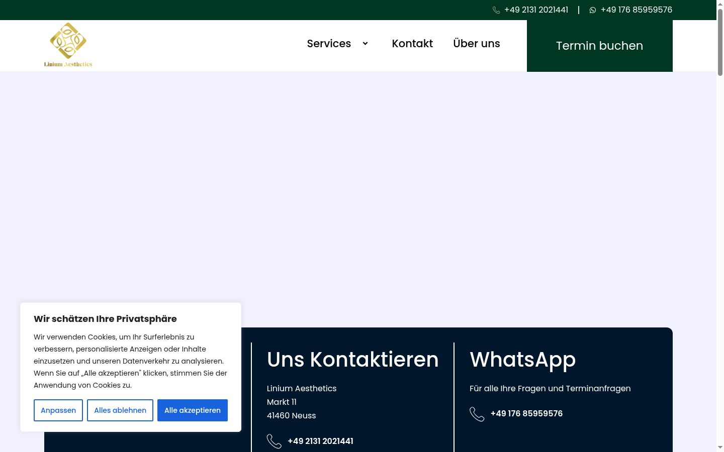 Képernyőkép a bármilyen interakció előtt megjelenő hozzájárulási bannerről