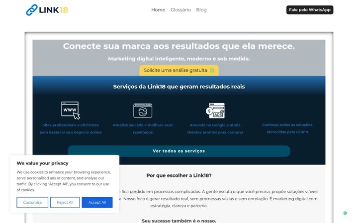 Screenshot of link18.com.br