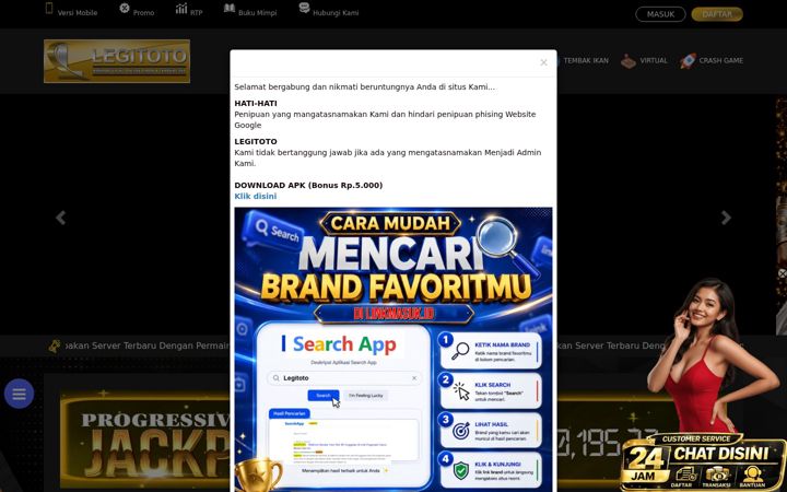 Screenshot of linkalterlegitoto.com