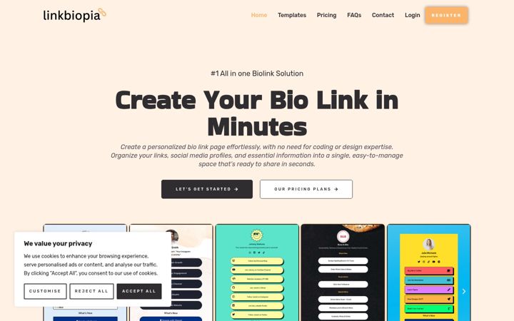 Screenshot of linkbiopia.com