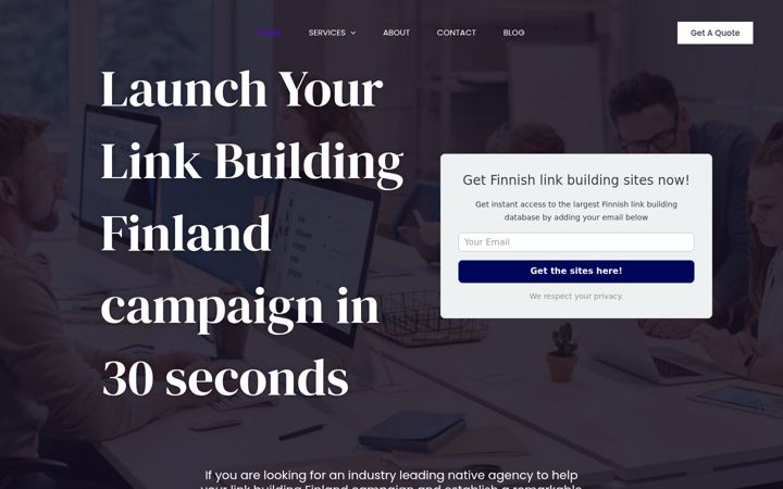 Screenshot of linkbuildingfinland.com