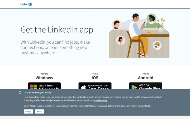 Screenshot of linkedinmobileapp.com