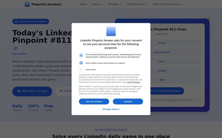 Screenshot of linkedinpinpointanswer.today
