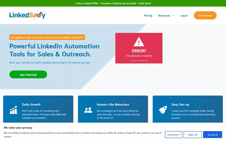 Screenshot of linkedsavvy.com