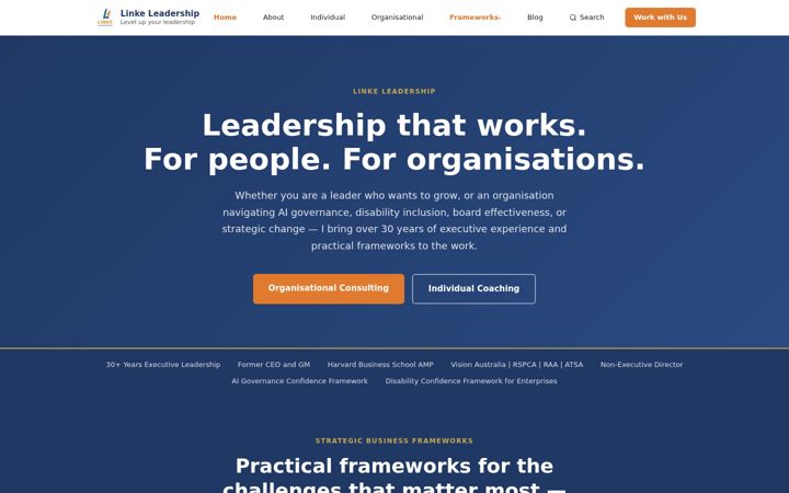 Screenshot of linkeleadership.com