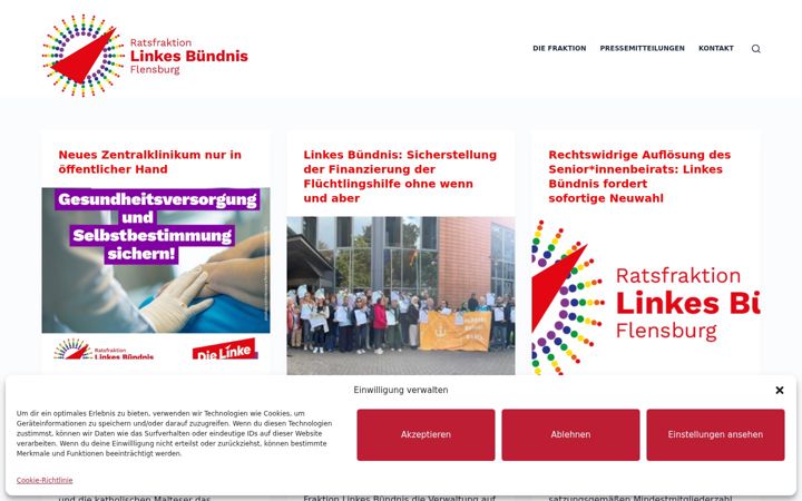 Screenshot of linkesbuendnis-flensburg.de