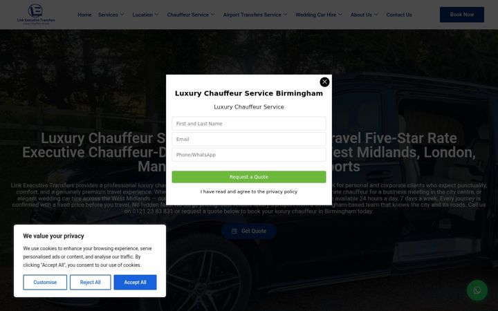 Screenshot of linkexecutivetransfers.com