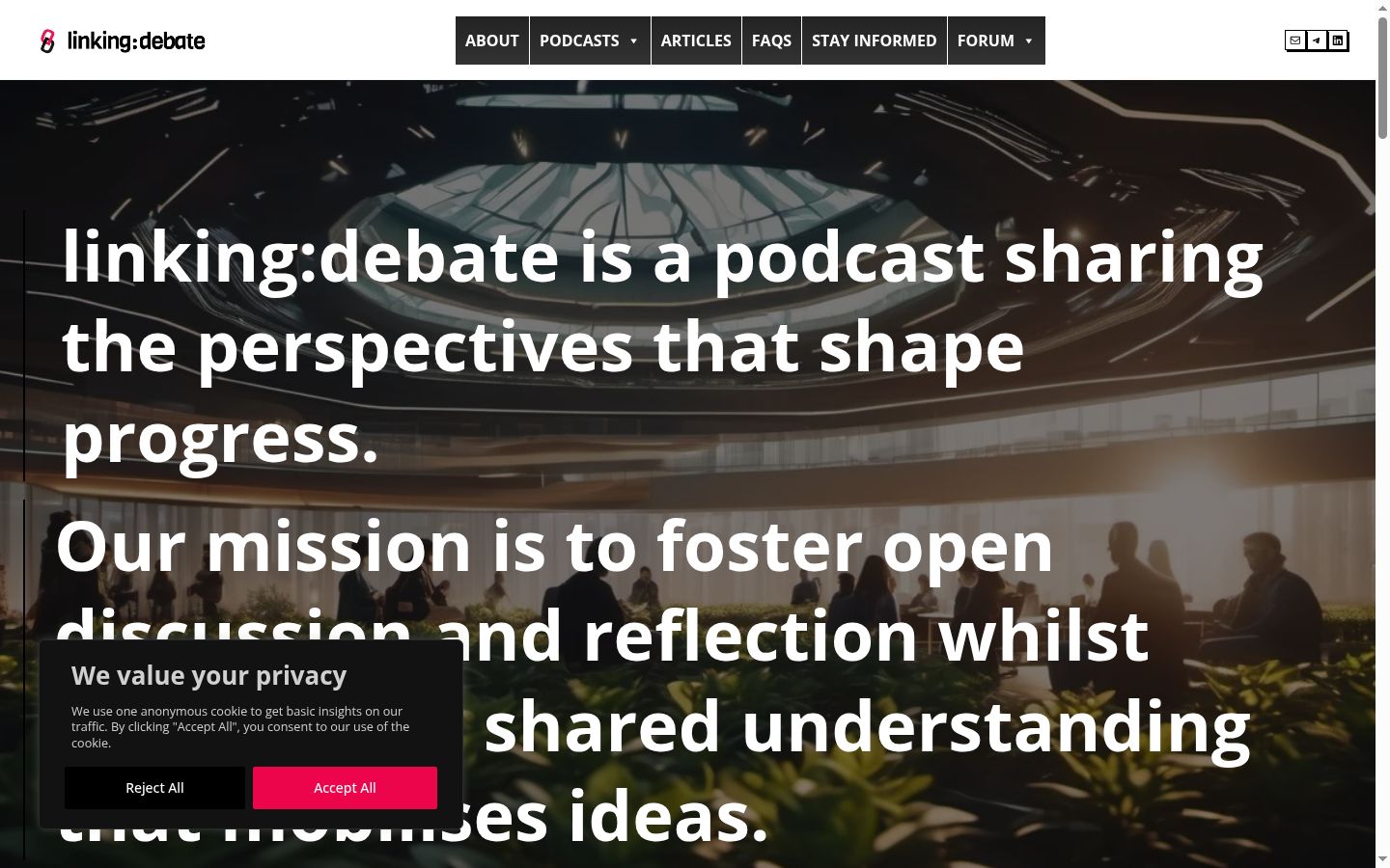 Screenshot del banner di consenso mostrato prima di qualsiasi interazione