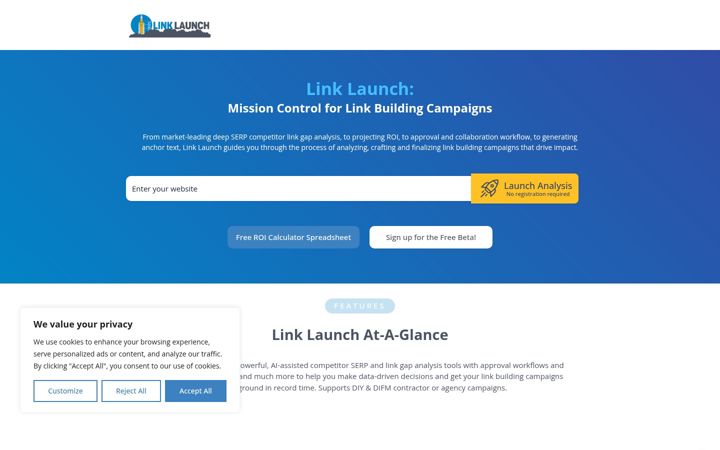 Screenshot of linklaunch.com