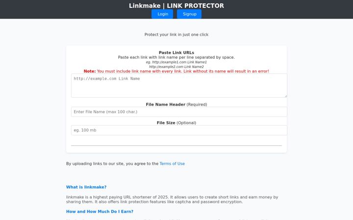 Screenshot stránky linkmake.in
