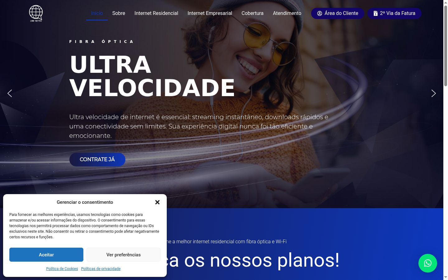 Screenshot del banner di consenso mostrato prima di qualsiasi interazione