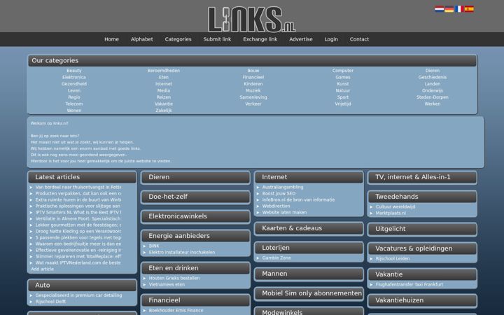 Screenshot of links.nl