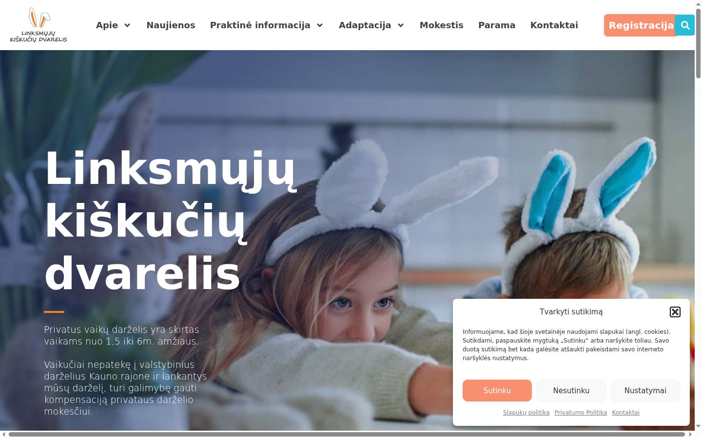 Sutikimo reklamjuostės, rodytos prieš bet kokią sąveiką, ekrano kopija
