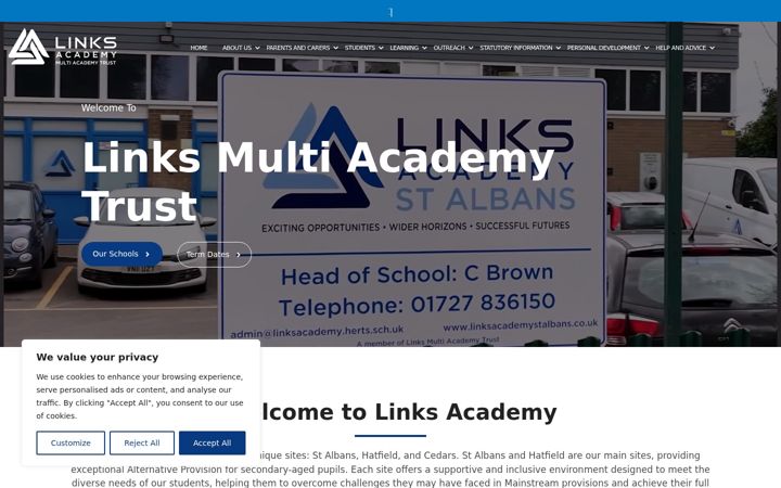 Screenshot of linksmultiacademytrust.co.uk