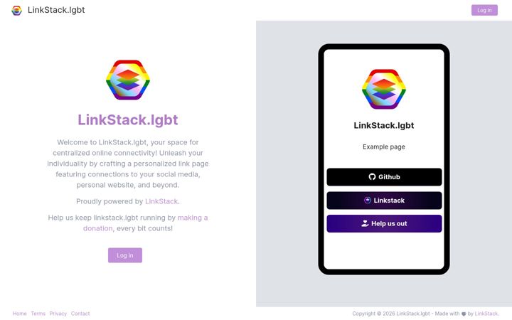 Screenshot of linkstack.lgbt